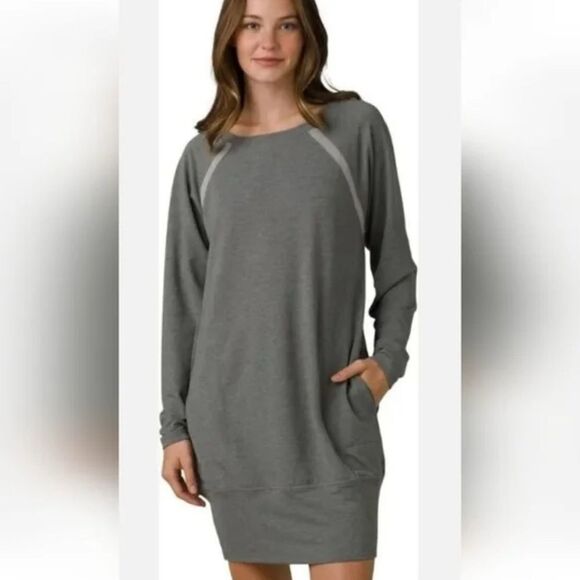 Prana sage Gray Long Sleeve Casual Dress ROSIE size small new with tags pockets - Picture 1 of 7